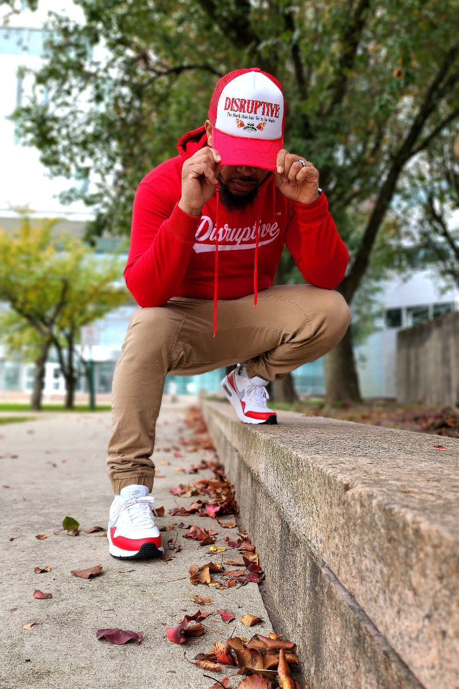 Disruptive "Swoosh Logo" Hoodie-Red/White