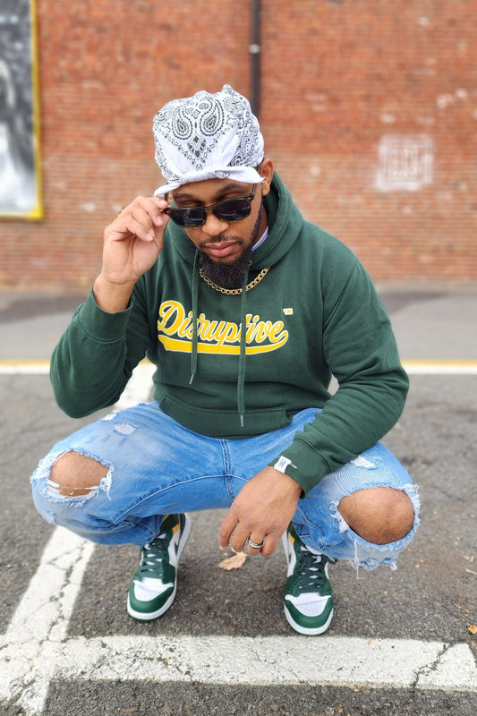 Disruptive "Swoosh Logo" Hoodie-Forest Green/White/Pollen