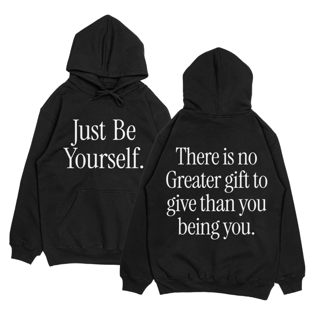 Disruptive "Just Be Yourself" Hoodie – Black/White