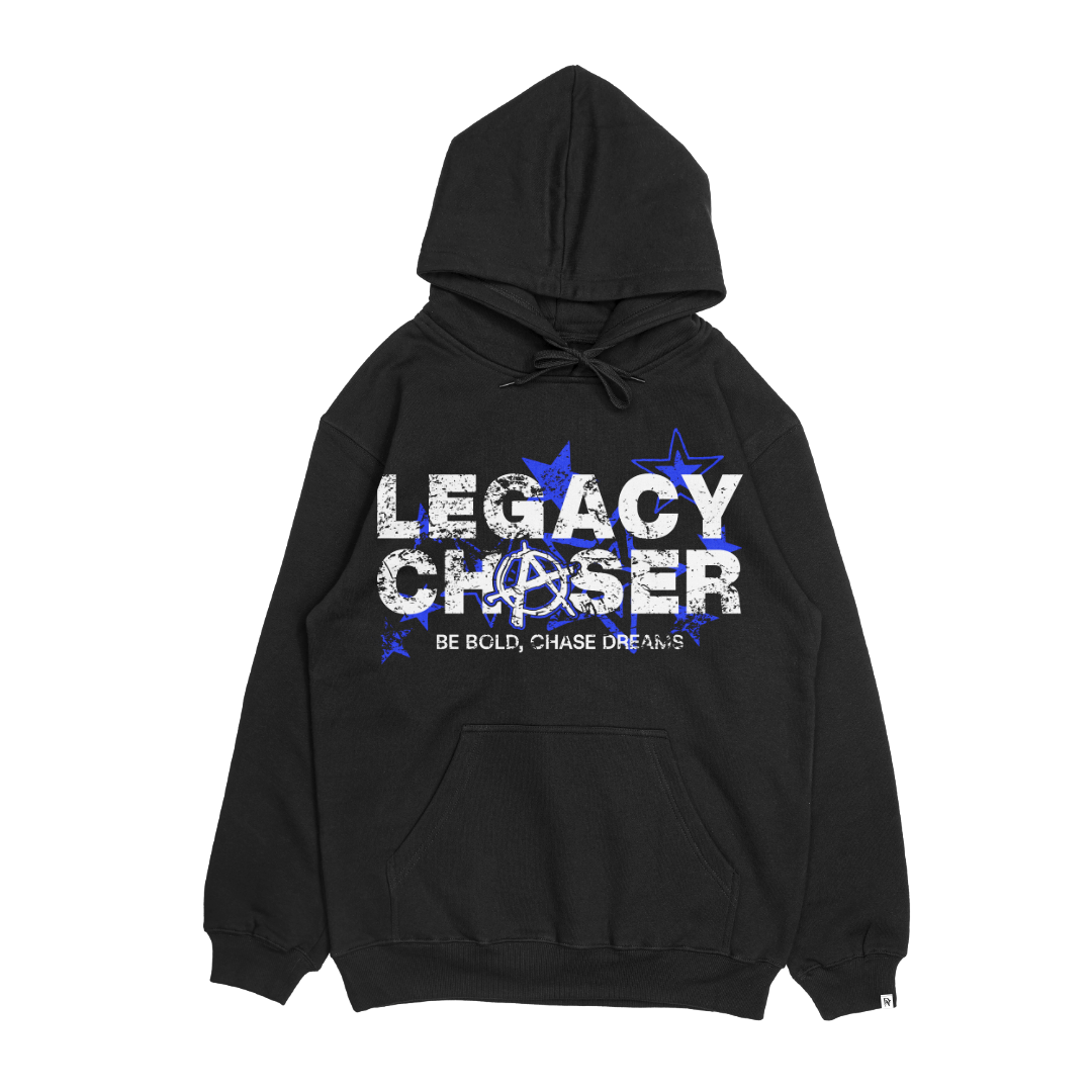 Disruptive "Bold and Daring" Hoodie-Black/Vibrant Blue