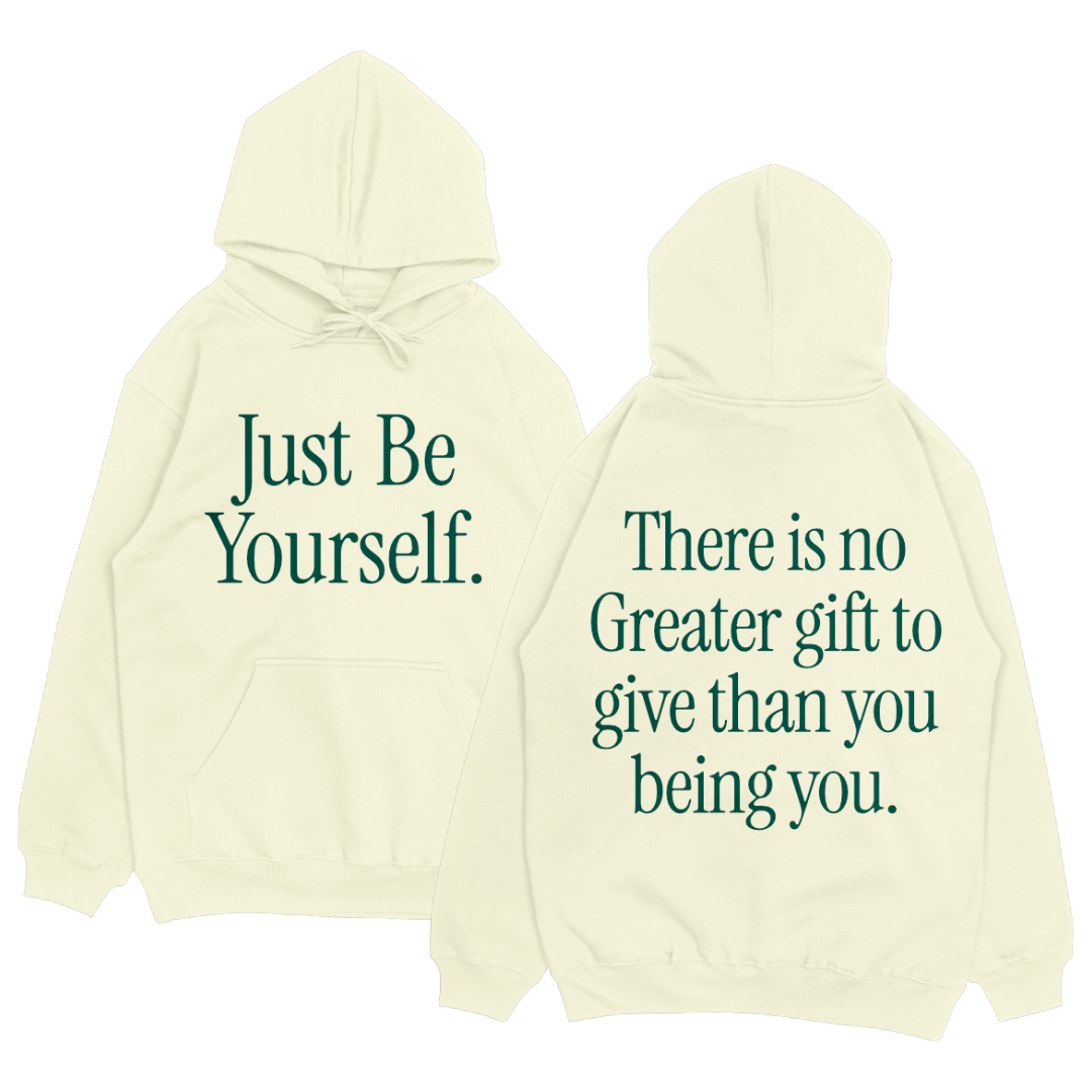 Disruptive "Just Be Yourself" Hoodie – Bone/Alpine Green