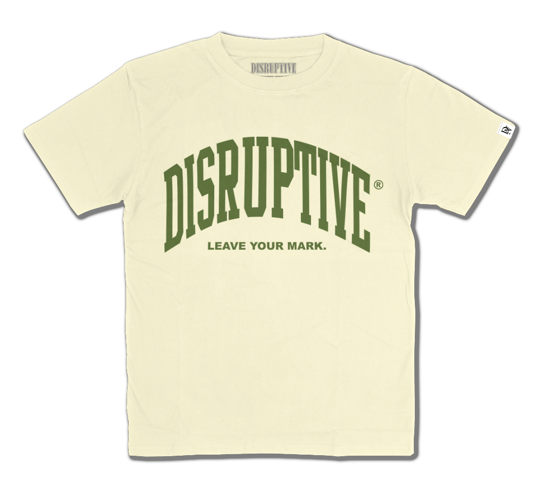 Disruptive Oversize Arched Logo "Champagne & Olive" Tee