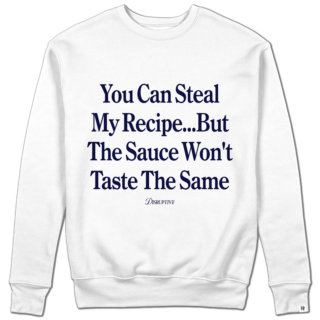 Disruptive "Steal My Sauce" Crewneck-White/Oblivion (Navy)Blue