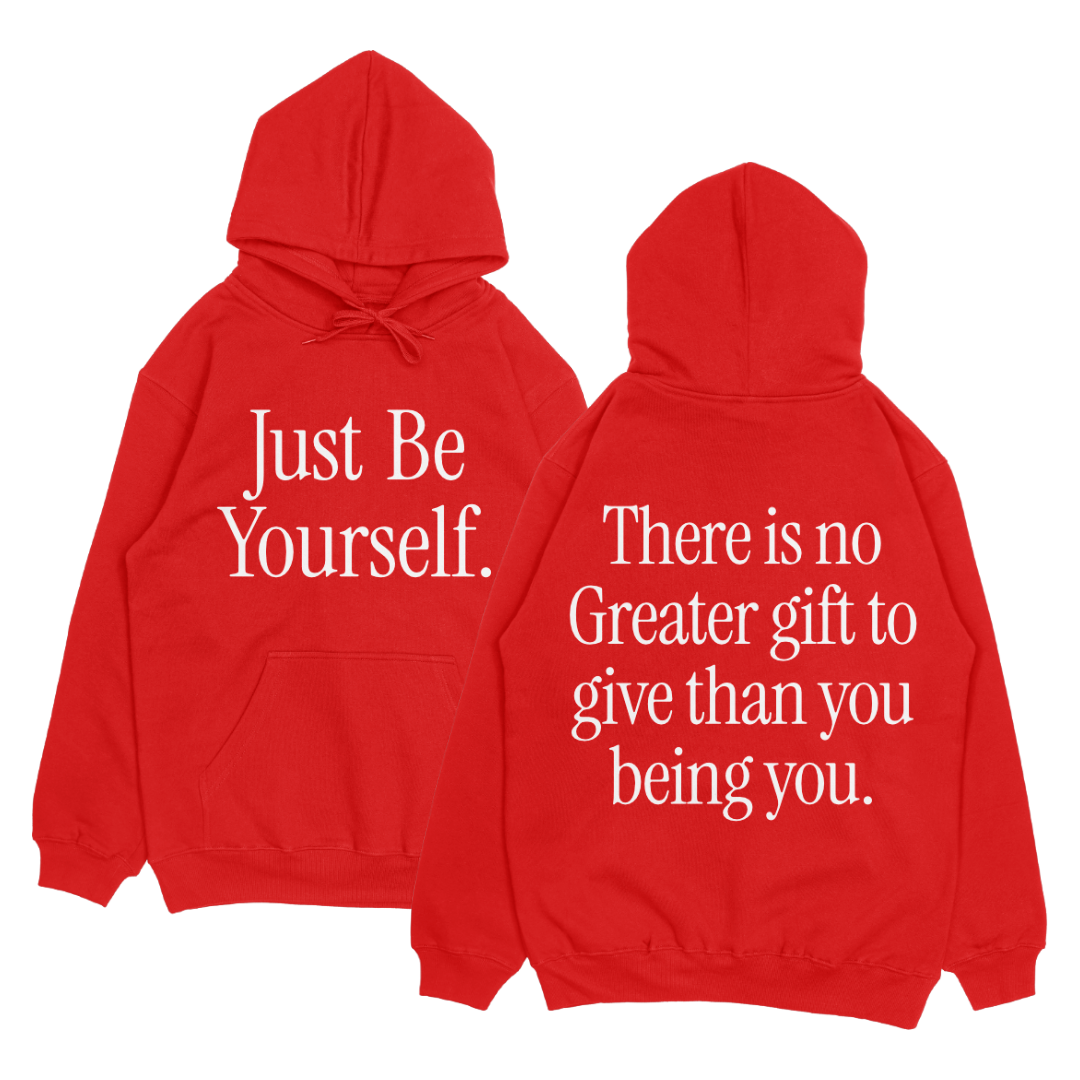 Disruptive "Just Be Yourself" Hoodie – Red/White