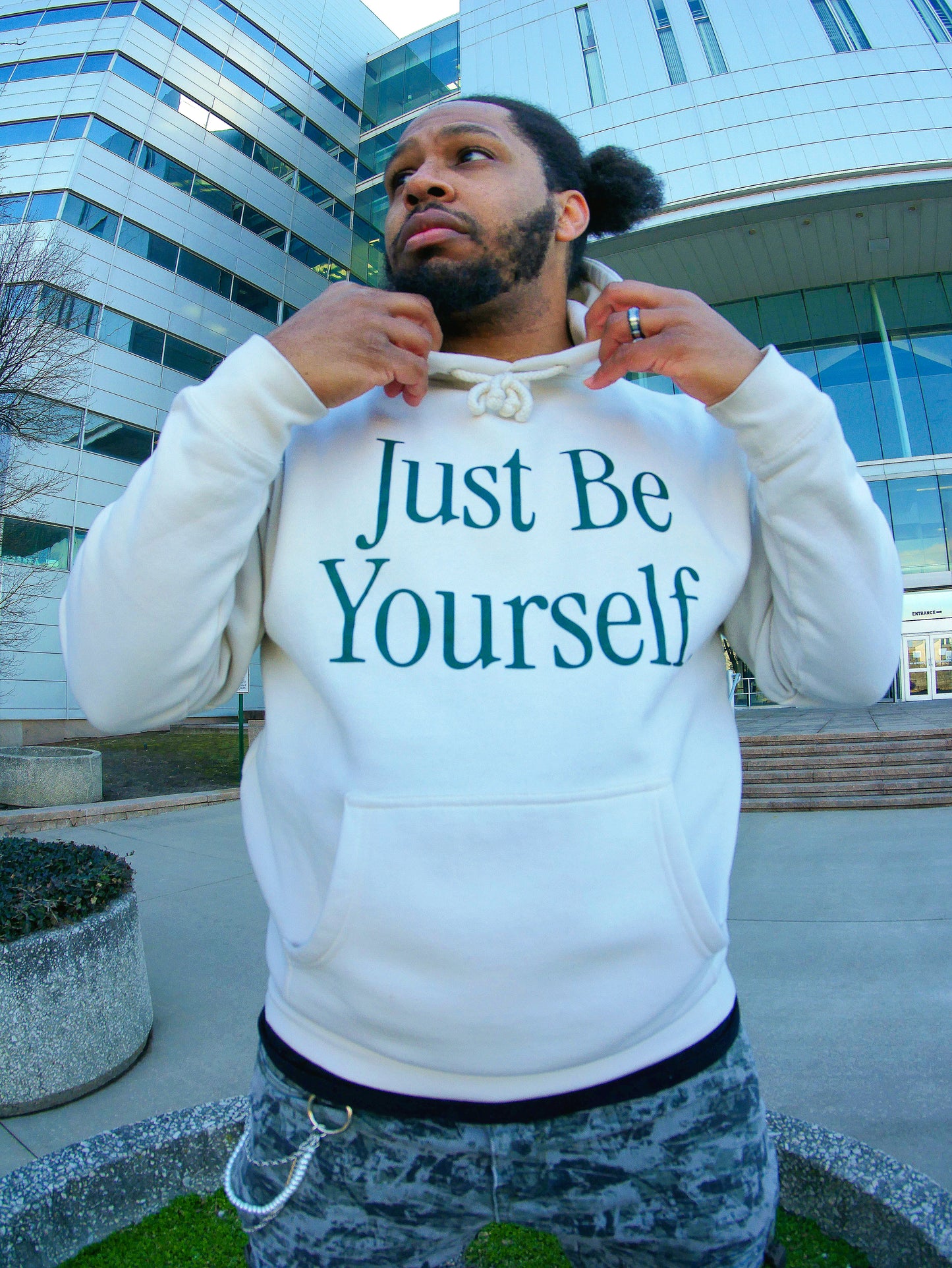 Disruptive "Just Be Yourself" Hoodie – Bone/Alpine Green