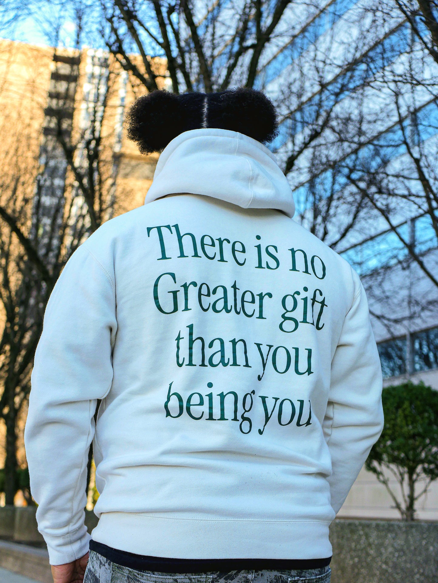 Disruptive "Just Be Yourself" Hoodie – Bone/Alpine Green