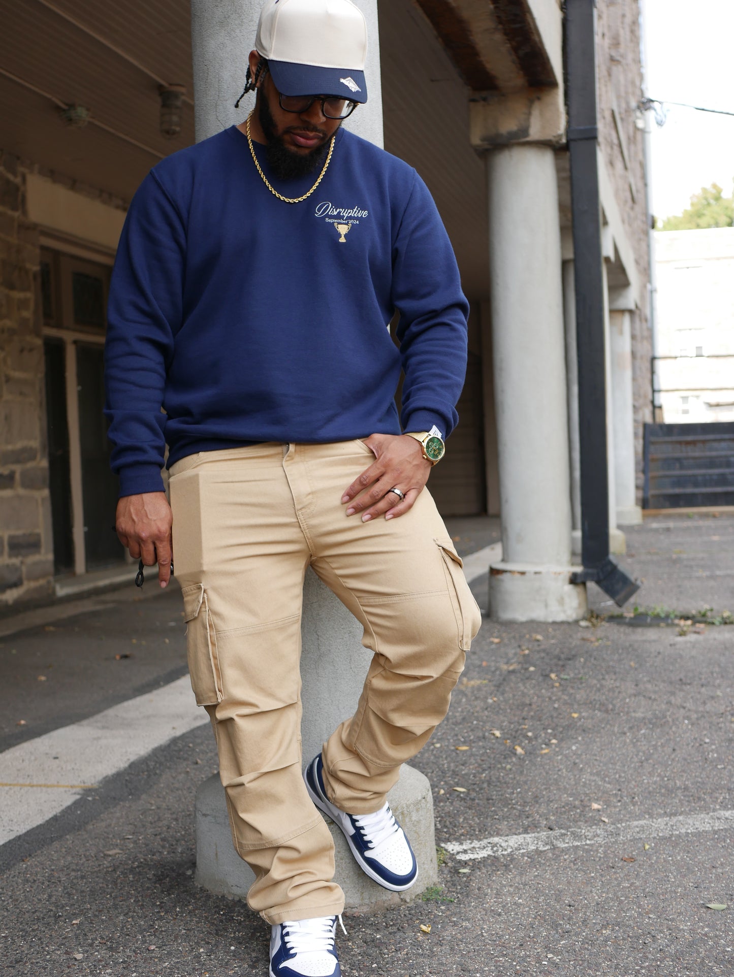 Disruptive "Trophy Room" Crewneck-Navy Blue/White/Gold