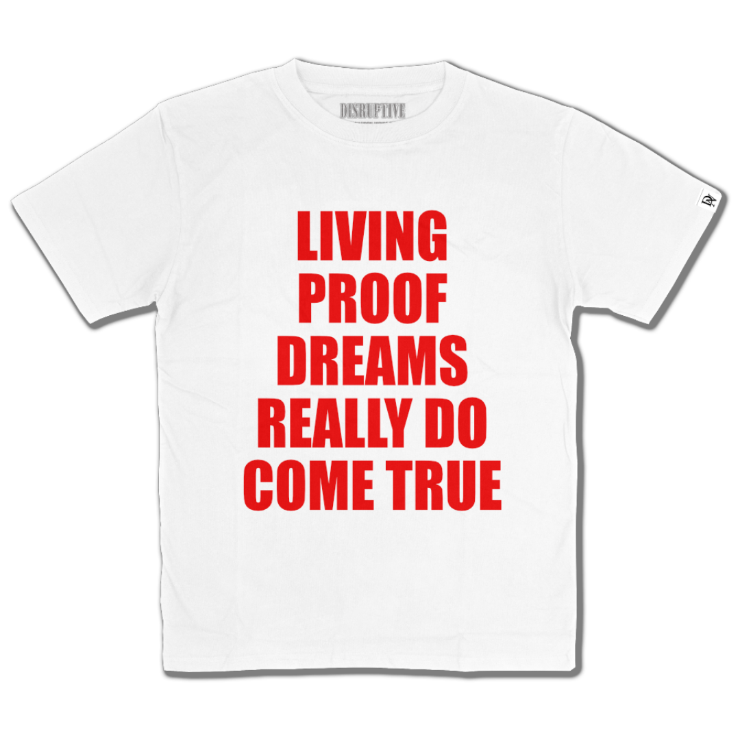 Disruptive "LIVING Proof" White Tee-Red