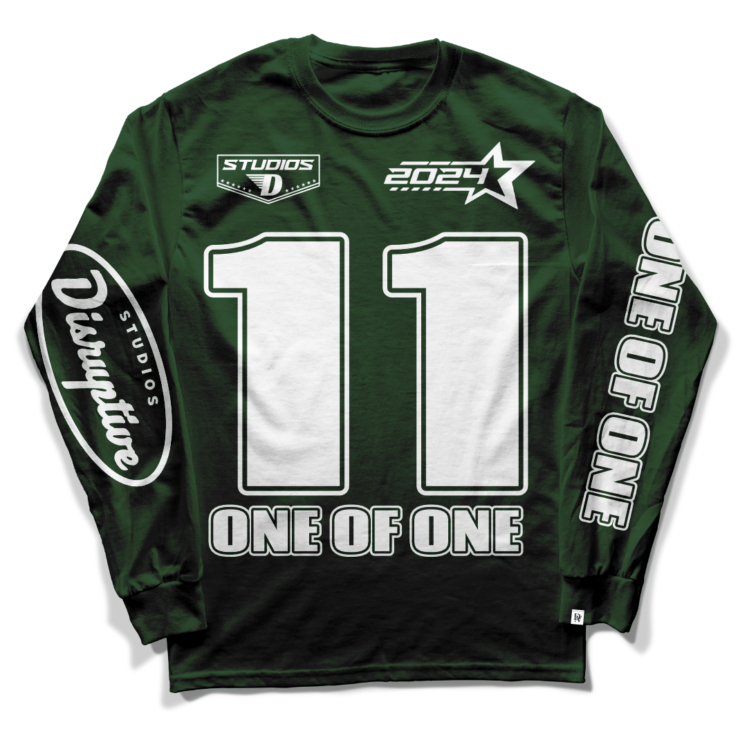 Disruptive "One of One" Long Sleeve Tee-Forest/White