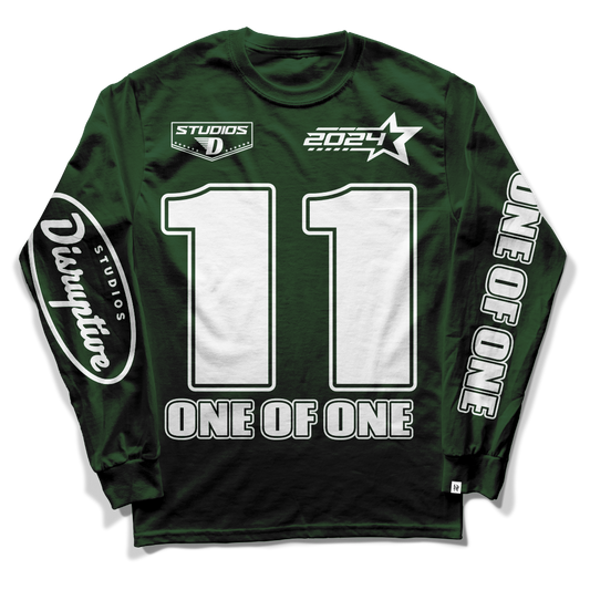 Disruptive "One of One" Long Sleeve Tee-Forest/White