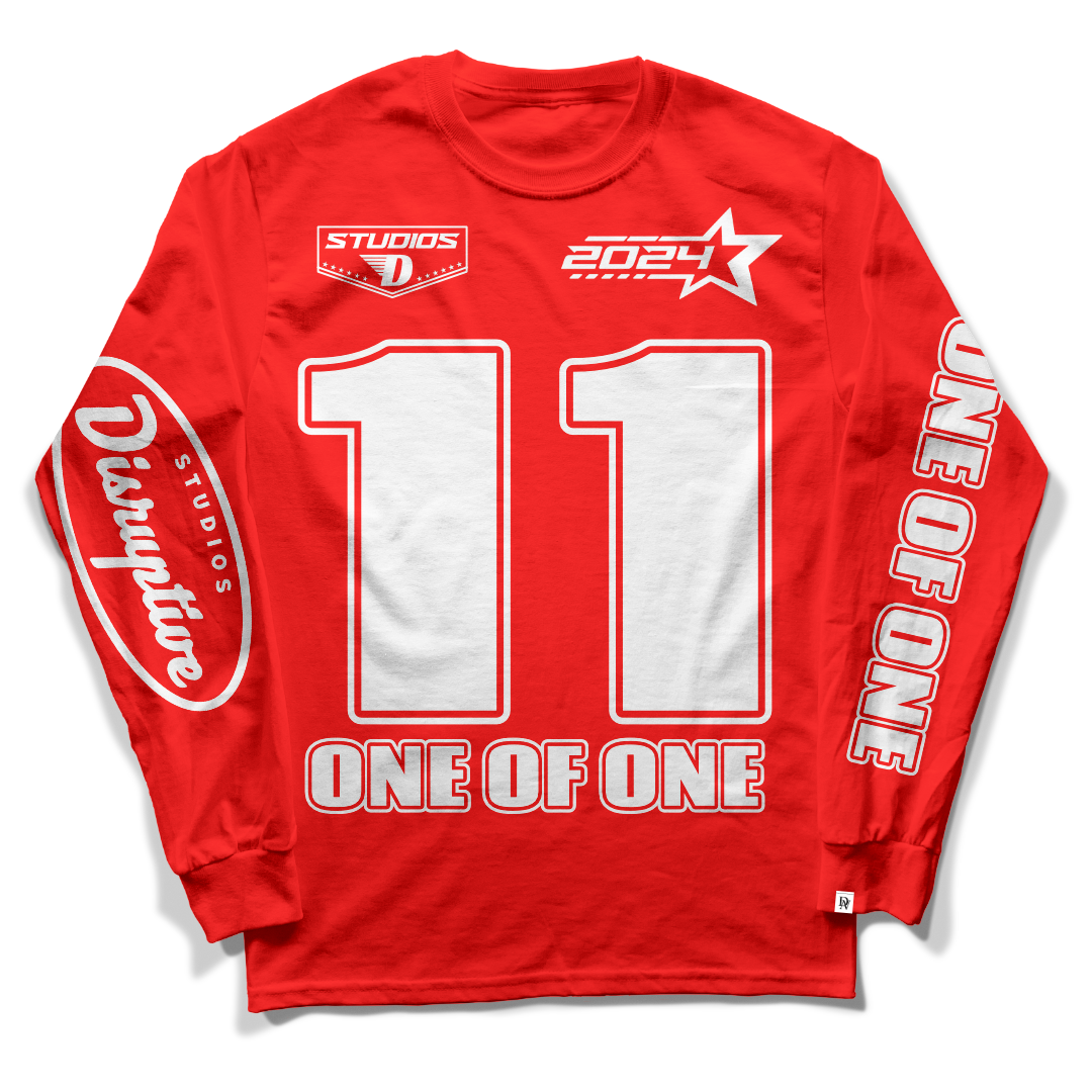 Disruptive "One of One" Long Sleeve Tee-Red/White