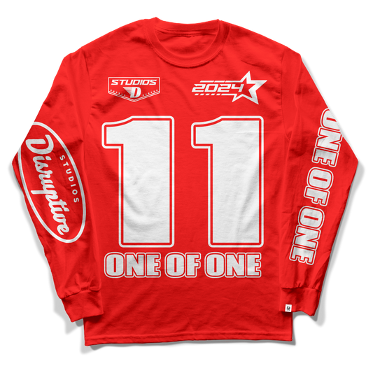 Disruptive "One of One" Long Sleeve Tee-Red/White