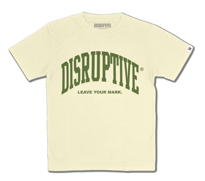 Disruptive Oversize Arched Logo "Champagne & Olive" Tee