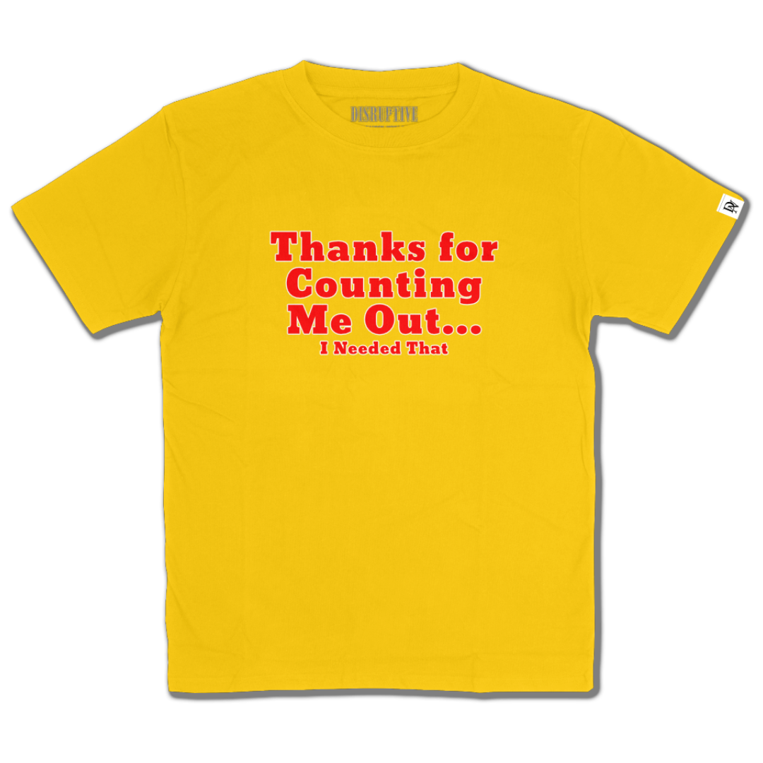 Disruptive "Counted Me Out" Tee-Yellow Gold/Red/White