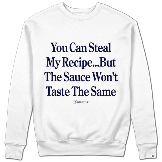 Disruptive "Steal My Sauce" Crewneck-White/Oblivion (Navy)Blue