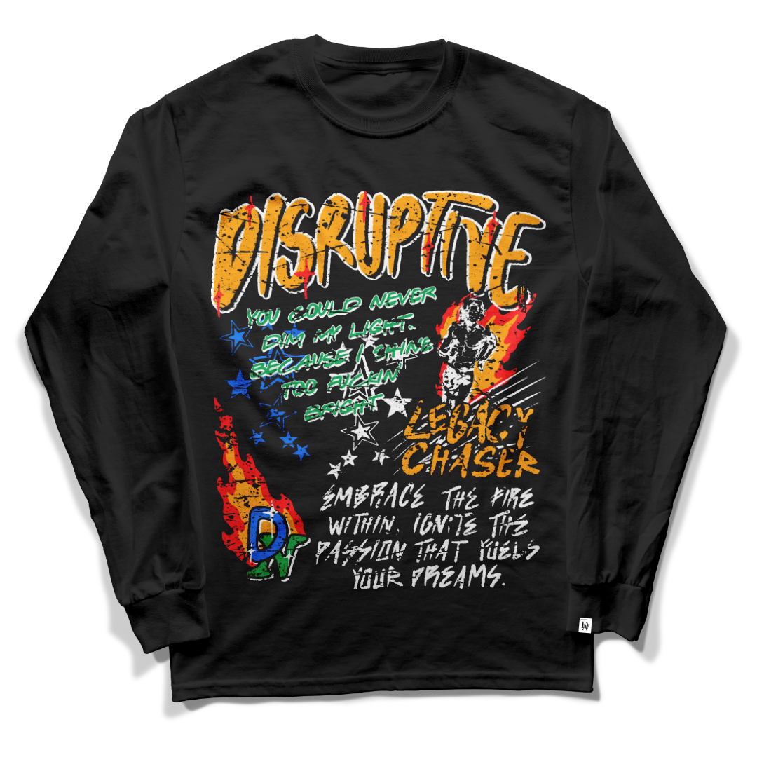 Disruptive "Doodle" Long Sleeve Tee-Black