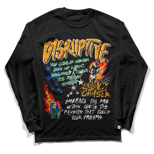 Disruptive "Doodle" Long Sleeve Tee-Black