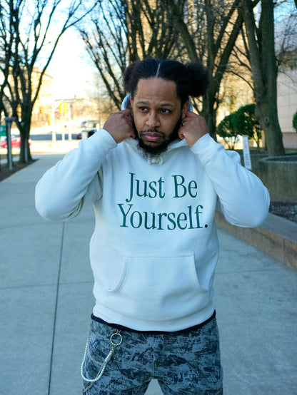 Disruptive "Just Be Yourself" Hoodie – Bone/Alpine Green