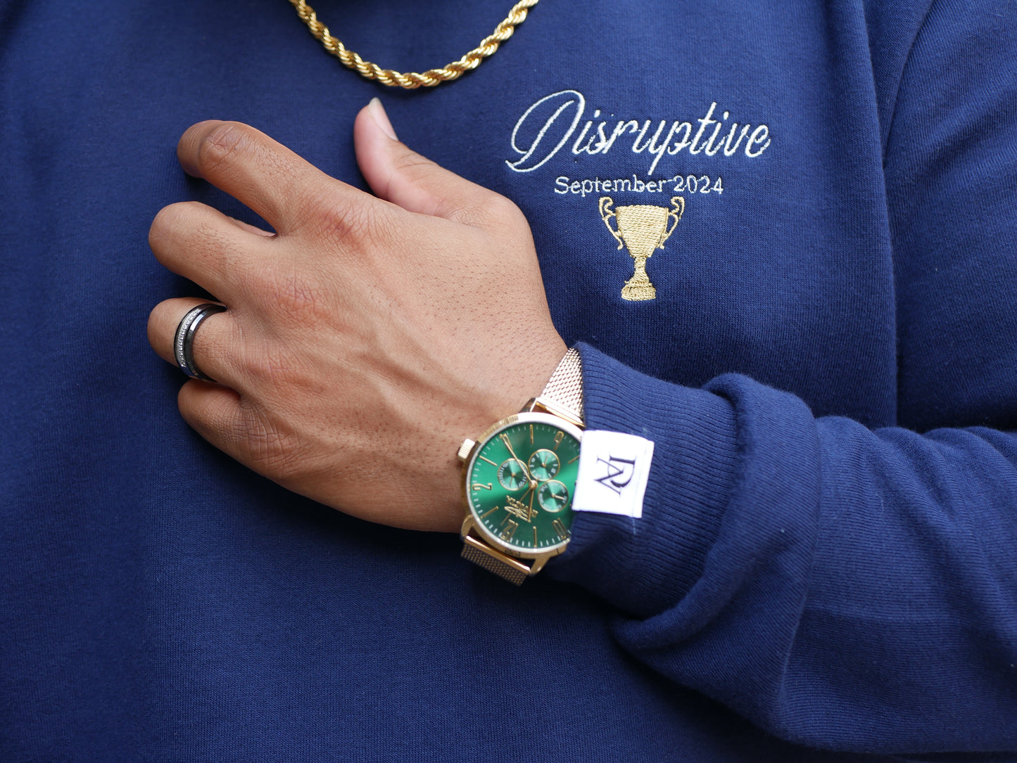 Disruptive "Trophy Room" Crewneck-Navy Blue/White/Gold