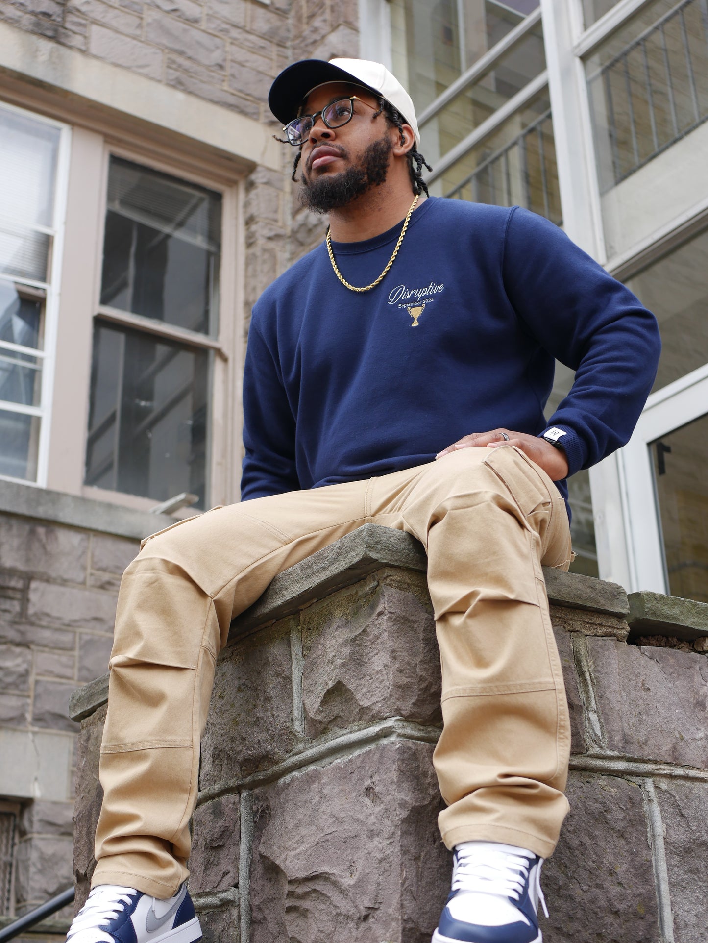 Disruptive "Trophy Room" Crewneck-Navy Blue/White/Gold