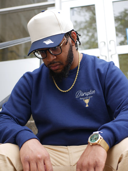 Disruptive "Trophy Room" Crewneck-Navy Blue/White/Gold