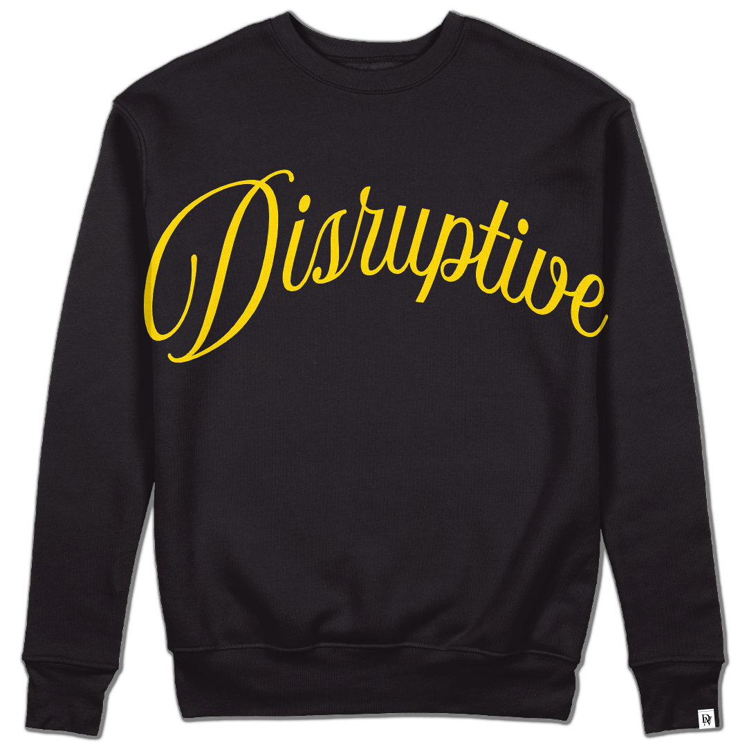 Disruptive "Arched Oversize Signature" Crewneck–Black("Honeycomb" Yellow Edition