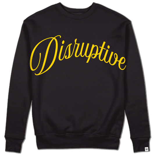 Disruptive "Arched Oversize Signature" Crewneck–Black("Honeycomb" Yellow Edition