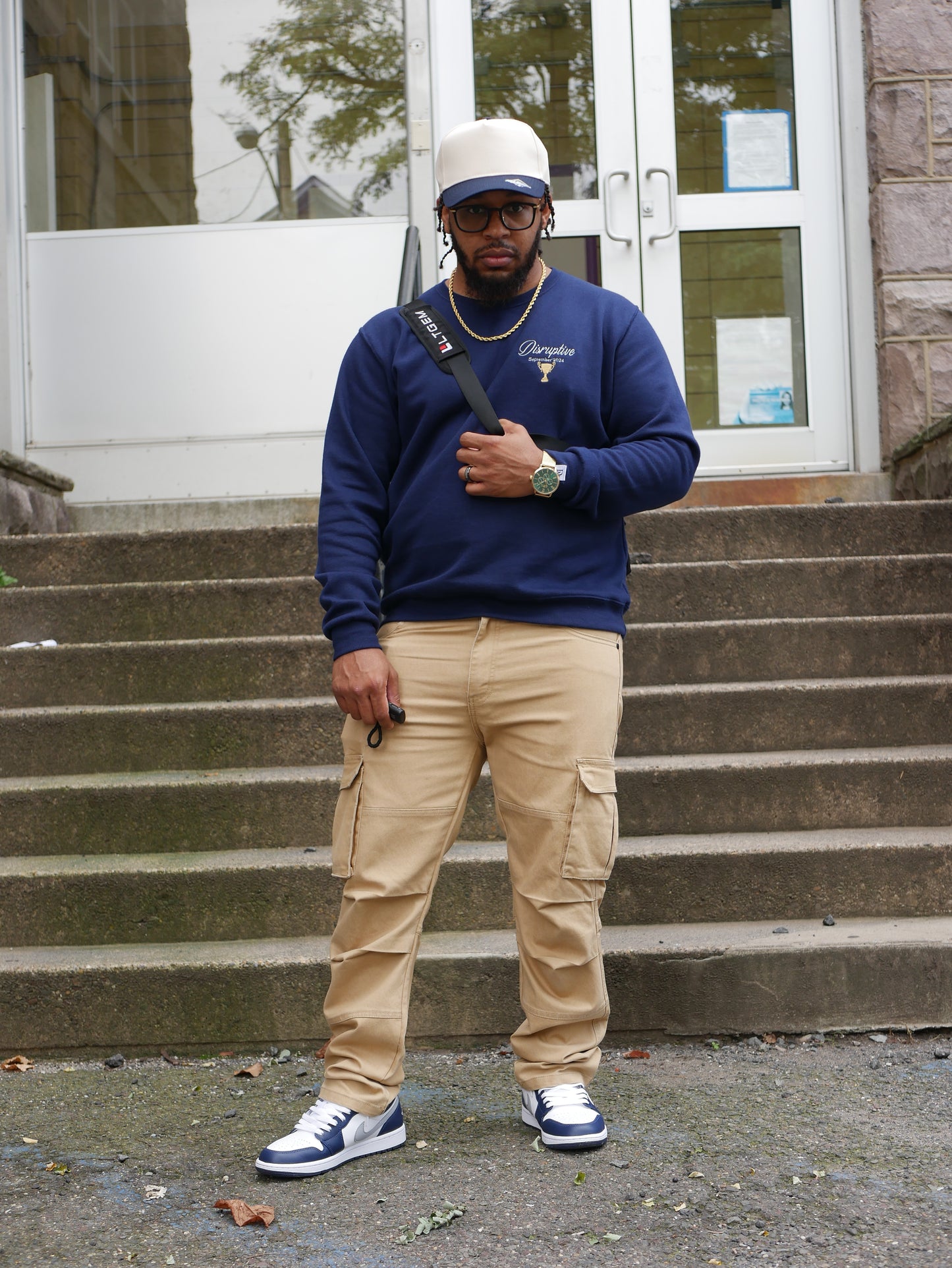 Disruptive "Trophy Room" Crewneck-Navy Blue/White/Gold