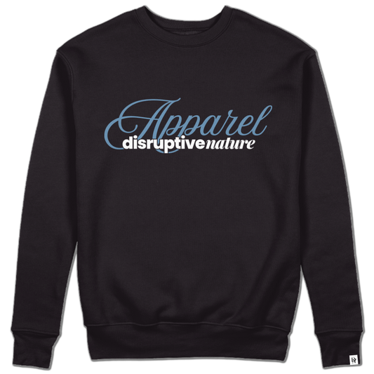 Disruptive "Triple Font" Crewneck – Black (White & "Light Wash Denim" Blue Edition)
