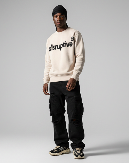 Disruptive "Blurred Basic" Crewneck–Bone